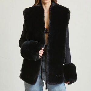 Center Of Attention Fur Sweater -Black